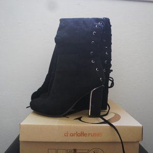Charlotte Russe Lace Up Heeled Boots Size 6 Black